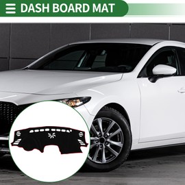 Motoforti Dash Cover, Non-Slip Dashboard Carpet Mat for Mazda 3 2014-2018, Polyester, Black Red