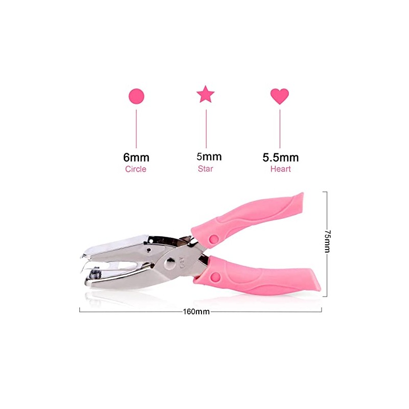 Perforadora de papel de 3 mm con agarre rosa para