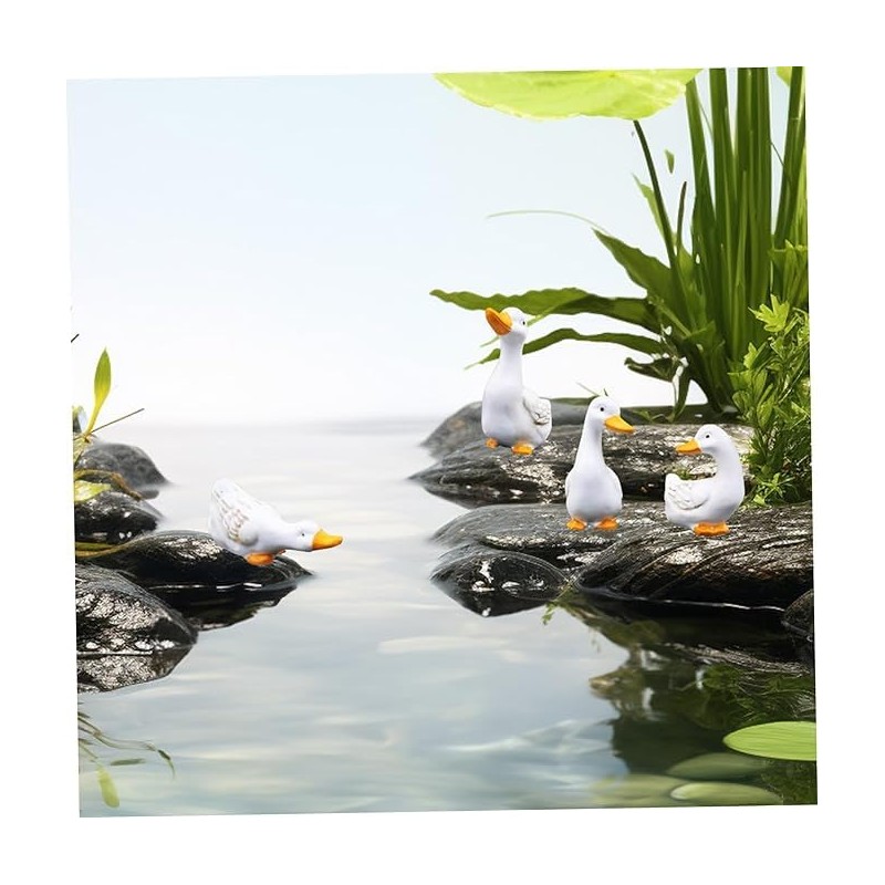 LALOCAPEYO 4 Pcs Duck Ornaments Simulation Absorbent Duck Ornaments Resin