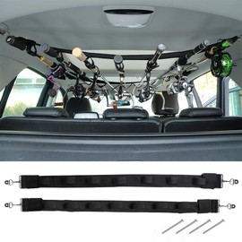 Dr.Fish Vehicle Fishing Rod Holder 7 Rod Capacity, Heavy Duty Nylon Adjustable 30-60 Inch, Car Rod Carrier Fishing Pole Rack Belt Strap for SUV Trucks Vans