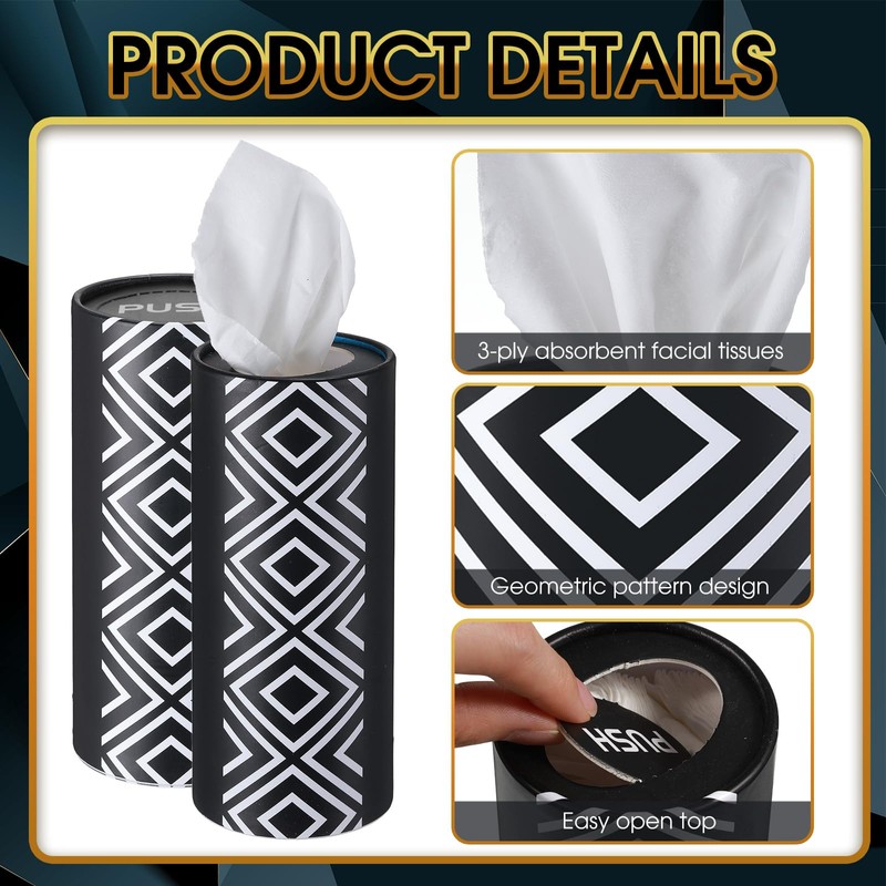 Eaasty 8 Pack Car Tissue Cylinder Holder with Facial Napkins