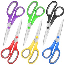 Scissors Bulk of 6-Pack, Taotree 8" Scissors All Purpose Comfort Grip Sharp Scissor for Office School Supplies, Classroom Student Teacher Craft Sewing Fabric Scissor, Paper Cutter, Scrapbook Supplies