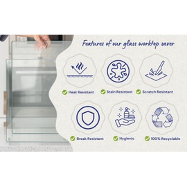 Tempered Glass Cutting Board – 16"x20" Clear Kitchen Counter Protector, Heat & Scratch Resistant, Non-Slip Feet - Large