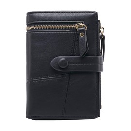 MAXQUU 1 Piece tri-fold Wallet with Card Slots and Coin Compartment, Wallet, Card Holder, Women's Small Wallet, Compartment Wallet, Women's Short Wallet, PU Wallet. (Black)