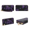 ArtsEye Rose Embossed Genuine Leather Long Zip Around Wallet, Purple,
