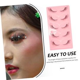 Healeved 5pairs Decorative Faux Lashes with Rhinestone Accents for Eye Makeup and Stage Performance Curl False Eyelashes for Special Occasions and Parties