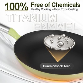 KOKHUB Cast Iron Frying Pan 11 Inch, Titanium Enameled Non Stick Skillet, PFOA/PFAS-Free Cooking Pan, Dishwasher & Oven Safe Kitchen Cookware, Compatible with All Cooktops, Sage Green