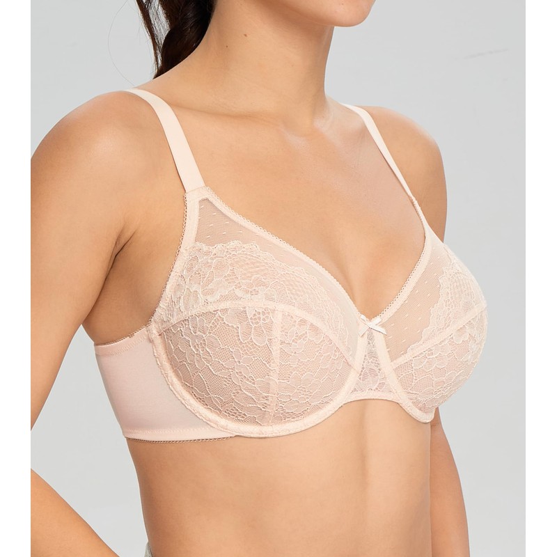 HACI Women's Unlined Minimizer Bra Full Coverage Deep V Underwire