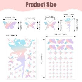 Luminous Stars Children's Room, Set of 2 Luminous Stickers for Children's Room, Wall Decoration, Imaginative Night Lights with Fairies, Butterflies and Stars, 28 x 19 cm, Perfect for Girls