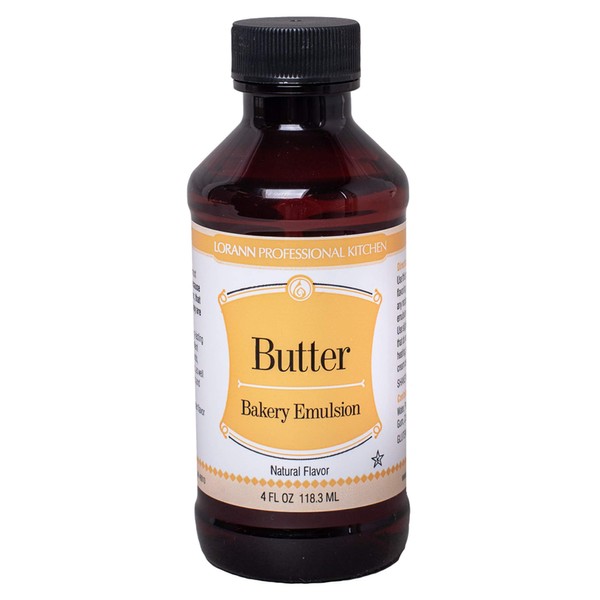 LorAnn Butter, Natural (Clear) Bakery Emulsion, 4 ounce bottle