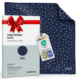 Bellphany XXL Cleaning Cloth for Glasses 30 x 30 cm Microfibre Optician Quality for Cleaning Glasses, Smartphone, Tablet, Camera, Sphere