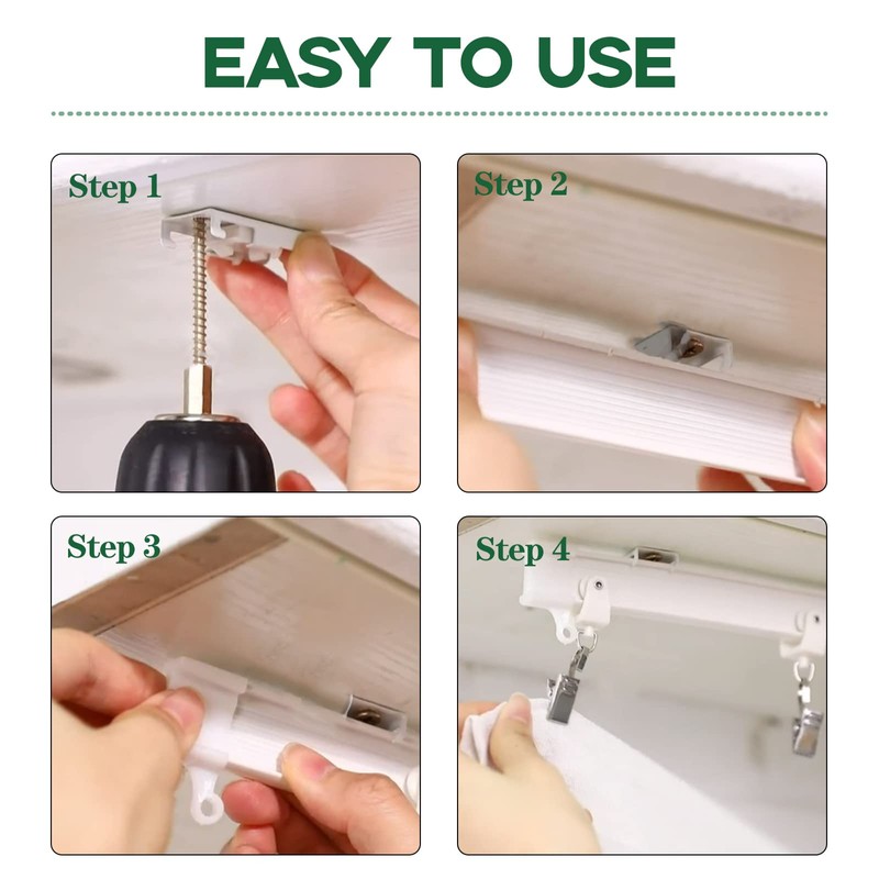 Keadic 160Pcs 5M/16.4FT Bendable Curved Ceiling Mount Curtain Track with