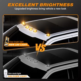 AMEXMART 5pcs Cab Marker Lights Smoked Lens and Amber LED Bulbs Compatible with Ford F150 F250 F350 F450 F550 Super Duty 1999-2016