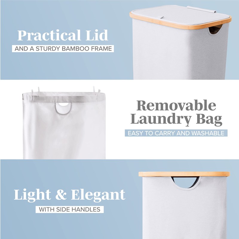 LONBET Laundry Basket with Lid, Made from Breathable Fabric |