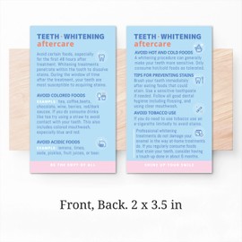 Havongki - 100 pack - 2 x 3.5" Premium Teeth Whitening Aftercare Instructions Cards Professional Care Supplies Kit Laminated Cardstock - TW01A100_N
