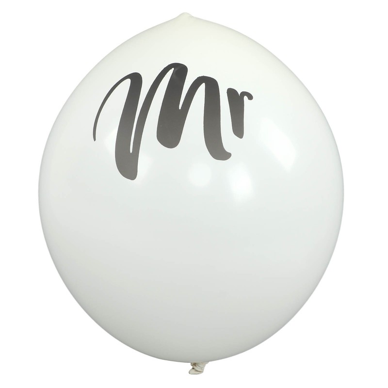 6 Pcs Balloons 36in MR MRS Letters Printed White Giant