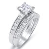 Sterling Silver Princess Cut Bridal Set Engagement Wedding Ring Set