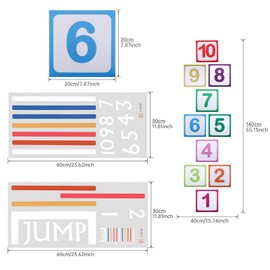 PNXKTXO 10 pcs Funny Hopscotch Game Number Lattice Floor Stickers Horizontal Lines for Living Room, Classroom, Ground Corridor, Colorful Wall Decals Footprint Stickers 20cm*20cm