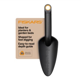 Fiskars Eco Trowel with Curved Spade, Ergonomic Handle, UV Resistance, Durable, Eco-Friendly Tool for Planters and Garden Beds