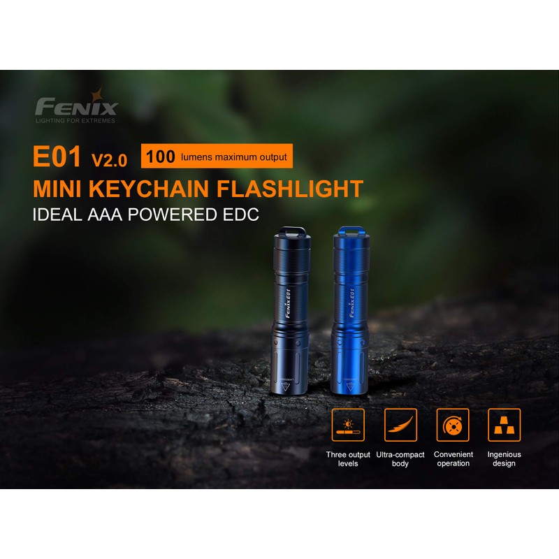 fenix E01 V2.0 AAA Keyring Light Blue Torch