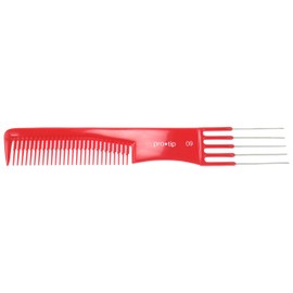 Pro Tip Hairdressing Lifter Comb with 5 Metal Pins PTC09 190mm - RED