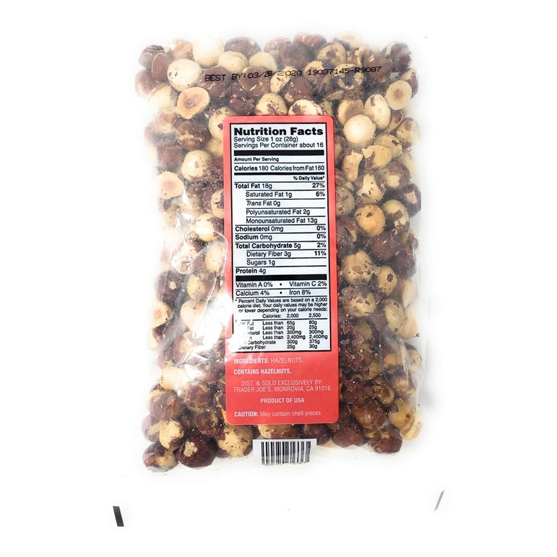 Trader Joes Nuts Dry Roasted & Unsalted Oregon Hazelnuts -