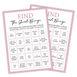 Find the Guest Bingo - Birthday Party Games, Girls Night Games Party Decor Favor, 20 Game Cards Set, Birthday Games Cards for Teens Adults Daughter, Sleepover Slumber Party Supplies for Girls -Y004