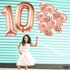 Rose Gold 10 Number Balloons Decorations - Extra Latex Balloons