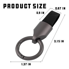 TSUGAMI Car Key Chain Ring Clip, Universal Car Key Fob Holder, Leather Multifunctional Auto Key Fob Rings Keychain with Keyrings Buckle for Men and Women(Black)