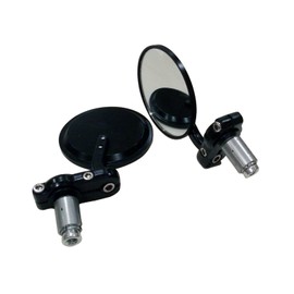 MotorToGo 1 Pair Black CNC Round Billet Bar Convex Lens Handlebar End Motorcycle Mirrors Compatible for 2012 Triumph Street Triple R