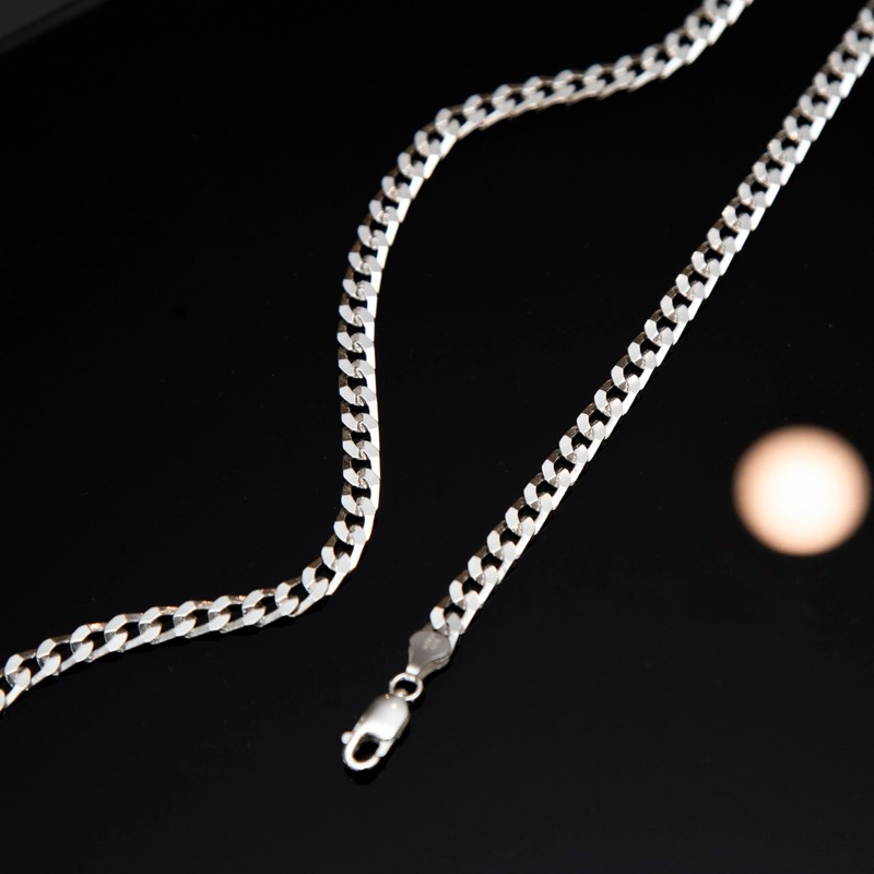 Tuscany Silver Men's Sterling Silver 5mm Flat Square-Link Curb Chain