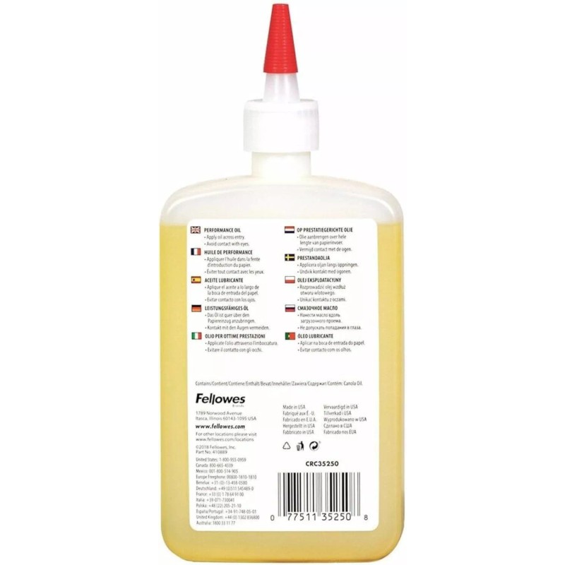 Fellowes Powershred Performance Shredder Oil, 12 oz. Extended Nozzle Bottle