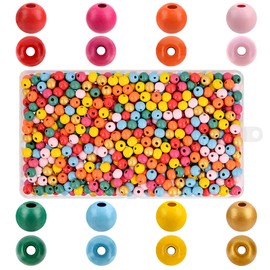 MOSTFUN Pack of 800 Colourful Wooden Beads, 8 mm Wooden Beads for Making, Children's Bracelets, Pendant Beads, Crafts with Hole, Wooden Beads for Threading for DIY Bracelets, Jewellery, Necklaces