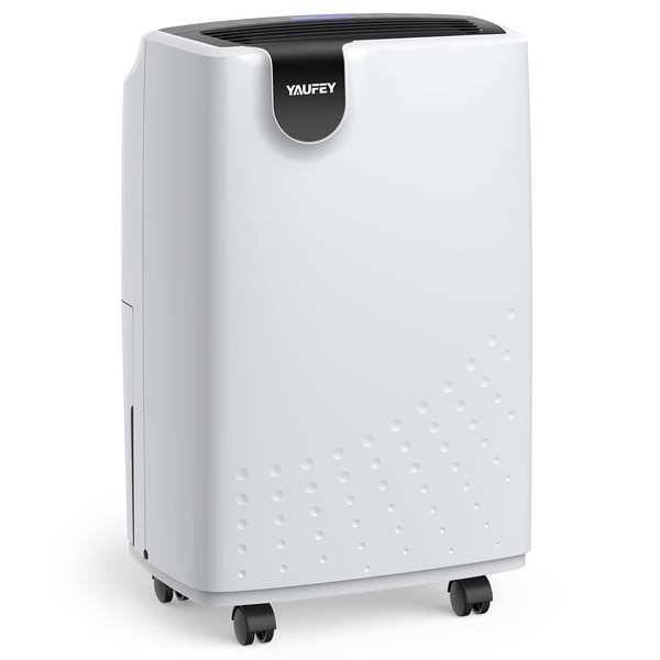 Yaufey 2500 Sq. Ft Home Dehumidifier for Medium to Large Rooms and Basements with Auto or Manual Drainage, 0.48 Gallon Water Tank Capacity - Low Noise and 24 Hr Timer