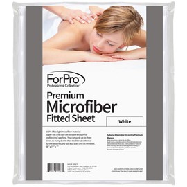 ForPro Professional Collection Premium Microfiber Fitted Sheet, Ultra-Light, Stain and Wrinkle-Resistant for Massage Tables, White, 36w x 77l x 7h
