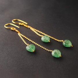 GEMSPLACE Natural Green Strawberry Earrings, Dainty Heart Drop Earring, Birthstone Crystal, Gift for Women,