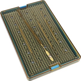 Bandeja de esterilización de plástico dental para instrumentos autoclave, soporte desmontable con alfombrilla de silicona (mediano)