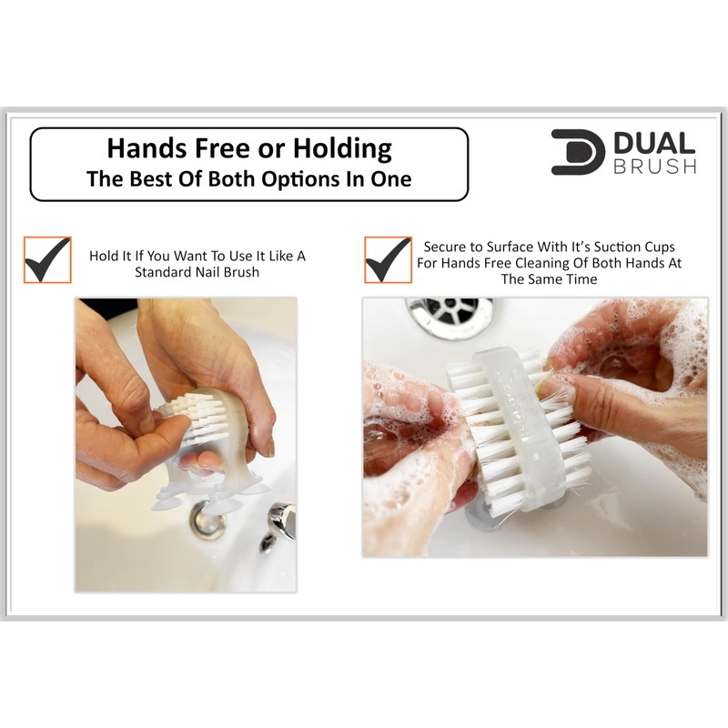 3 x Dual Brush Nail Brush - Hands Free Fingernails