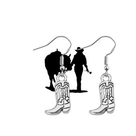 BEKECH Cowgirl Jewelry Boots and Bling It's a Cowgirl Thing Bangle Bracelet with Western Wild West Cowgirl Texas Boot Charm Equestrian Gift Horse Lover Gift (boots earrings)