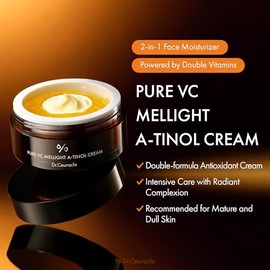 Dr.Ceuracle Pure Vitamin C Mellight A-Tinol Cream – Vitalizing Dual Moisturizer with Double Vitamins, Pantenol, Ceramide for Healthy Radiant Skin (2.46 oz)