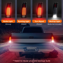 LED Tail Light for Chevy GMC C/K 1500 1988-1999, C1500 C2500 Suburban 92-99, C/K 2500 3500 88-00, Silverado 94-98, Tahoe 95-99, Yukon 92-00, Blazer 92-94, Escalade 99-00, Rear Lamp Taillight, 16511565