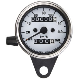 Kijima 510-006W Motorbike Parts Speedometer Mechanical 160 km/h 2.4 inches (61 mm) Type A with Trip, General Purpose, White Panel