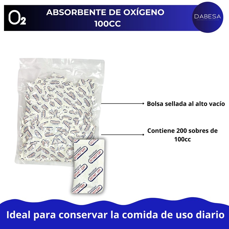 DABESA Absorbedores de Oxigeno para Alimentos 200 Sobres 100cc