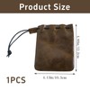 CZXCV Cowhide Leather Drawstring Pouch, Secure Small Leather Coin Purse