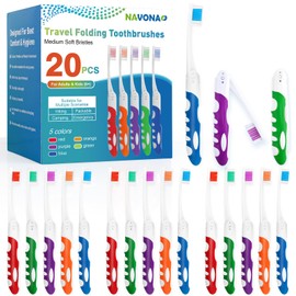 Navona 20 PCS Travel Toothbrush Set, Travel Size Toothbrush, Folding Mini Toothbrushes, Portable Individually Wrapped Bulk Toothbrushes, Medium Bristles for Camping, Hiking, School
