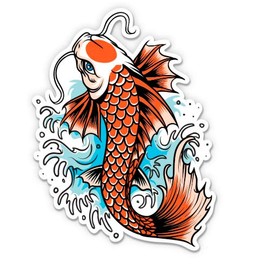Koi Fish Colorful - 12" Vinyl Sticker Waterproof Decal