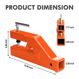 EBESTTECH Bucket Hitch Receiver for Tractor Clamp On Trailer Hitch Receiver 2" Ball Mount Adapter Compatible with Deere Bobcat, Orange