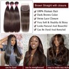 Brown Bundles Human Hair with Closure (14 16 18with 14Free)