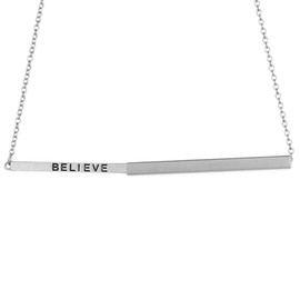 Zad Jewelry Hidden Messages Slide Bar Engraved Believe Necklace (Silver)
