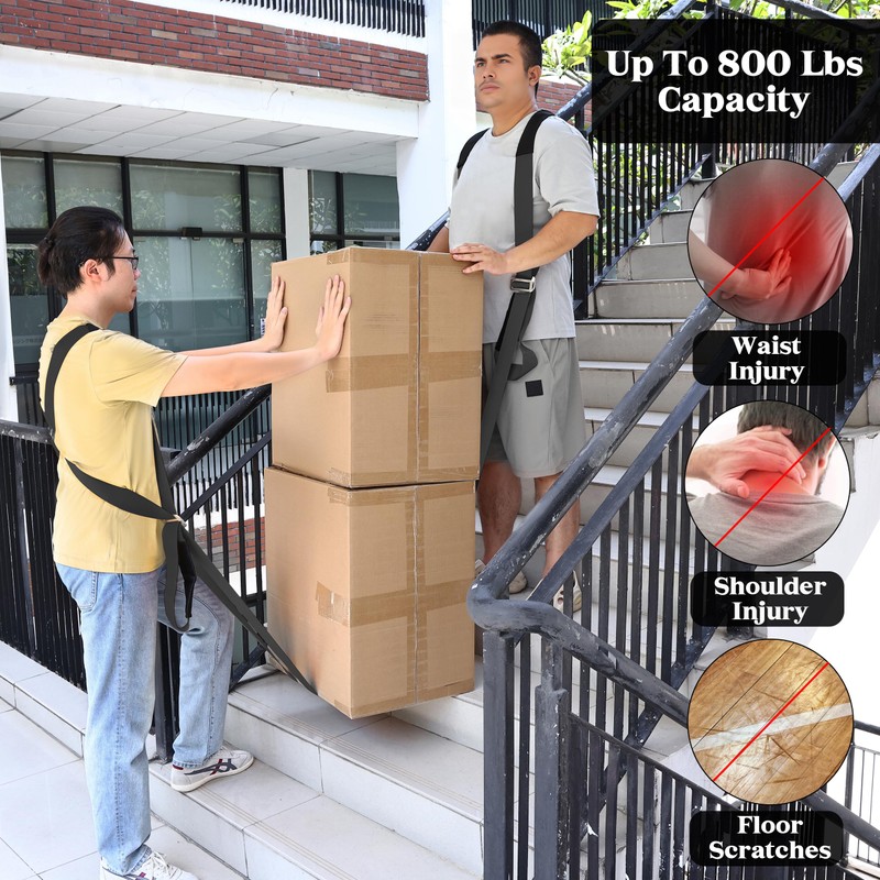 DEYACE Moving Straps 2-Person Lifting Straps for Moving Furniture, Appliances,